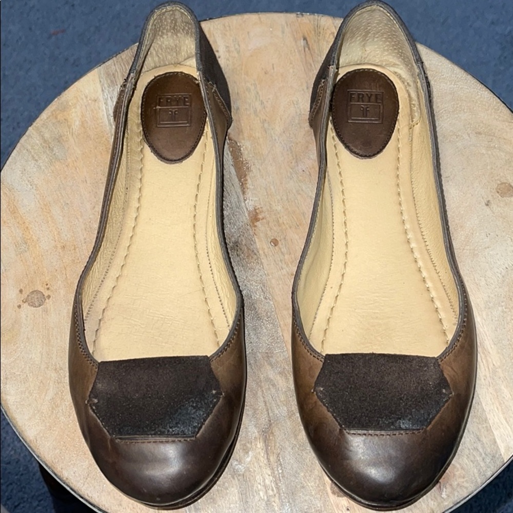 Brown Distressed Leather Ballet Flats
